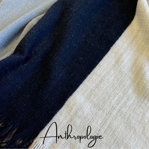 Anthropologie Scarf  Donni Color Block Scarf Grey Black Cream Tassel - Picture 5 of 5